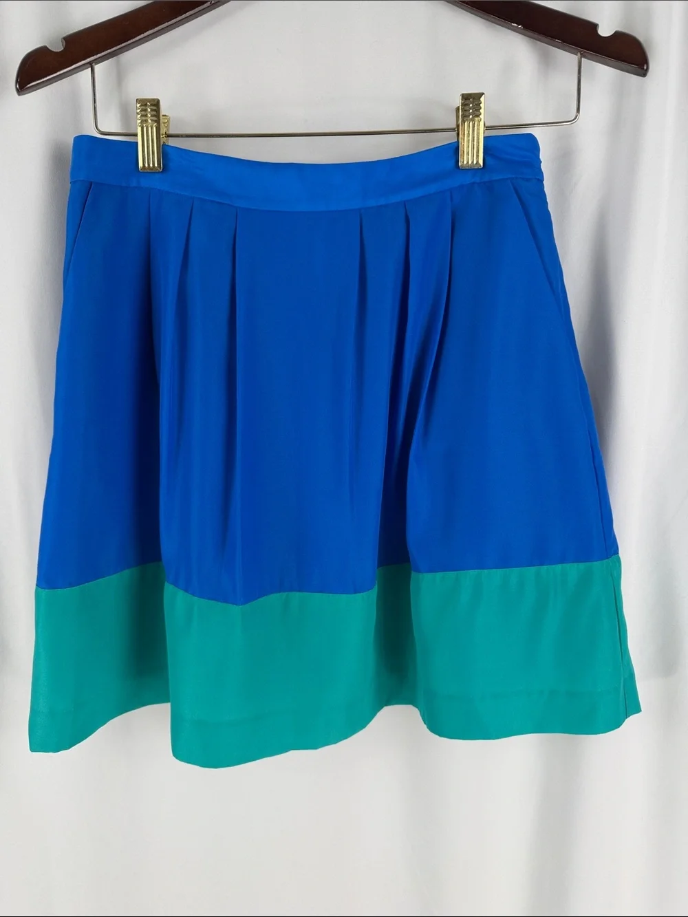 J. Crew Royal Blue and Teal Color-block Skirt